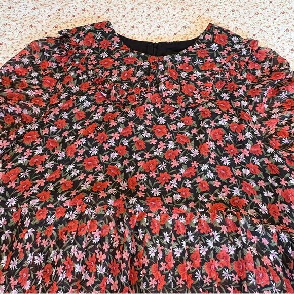 en Saison Pleated Floral Print Babydoll Mini Dress - Picture 5 of 7